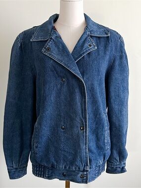 90s Vintage Double breasted Classic Blue Denim Jacket